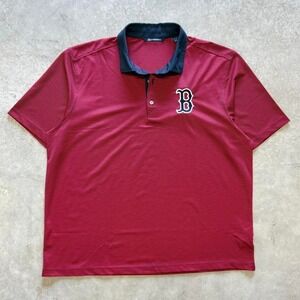 Boston Red Sox Cutter & Buck Men's Performance Golf Polo Red Navy Stripe Sz XL
